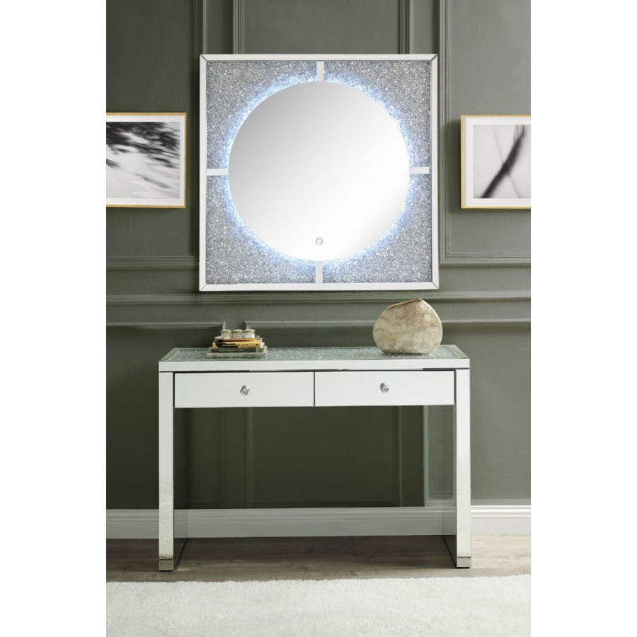 ACME - Noralie Accent Mirror with Led in Mirrored/Faux Diamonds (97592)