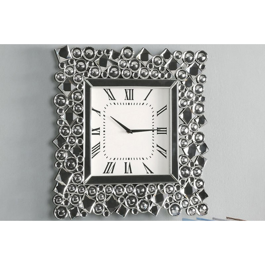 ACME - Kachina Wall Clock in Mirrored/Faux Gems (97612)