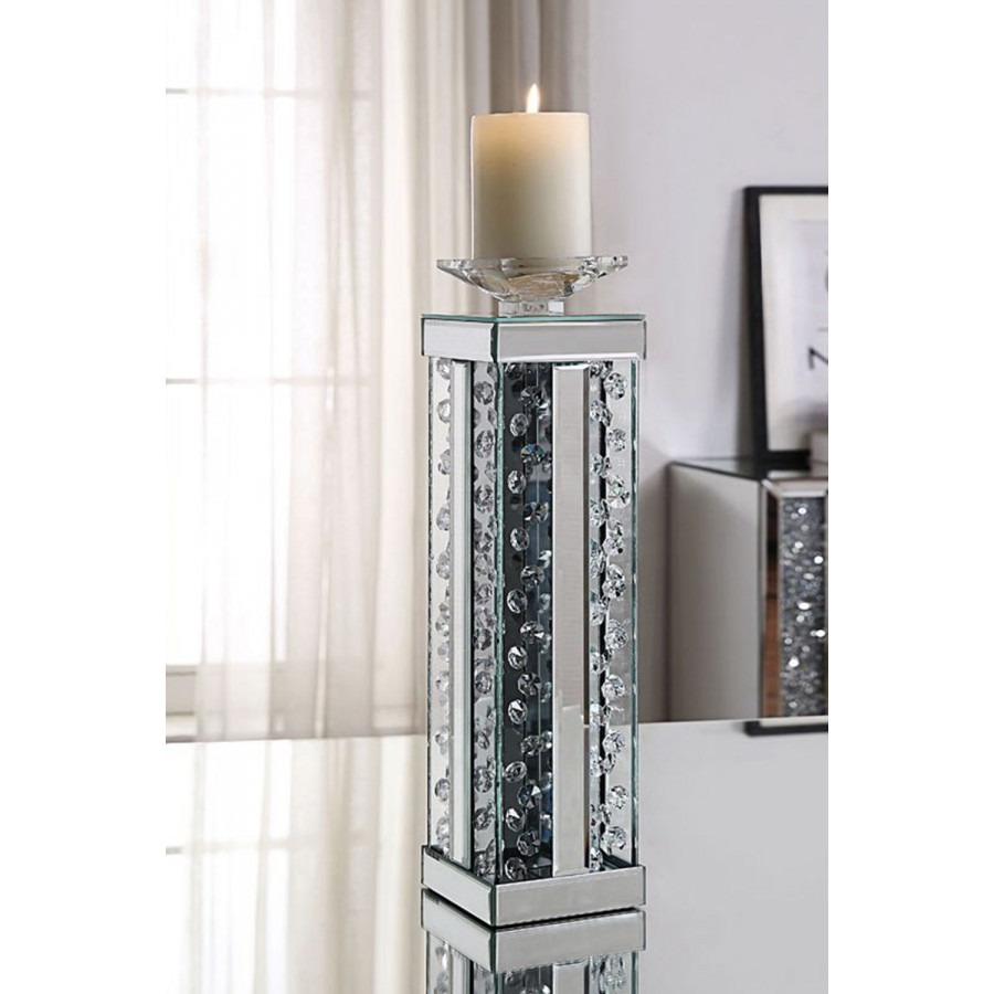 ACME - Nysa Candle Holder (Set-2) in Mirrored/Faux Crystals (97622)