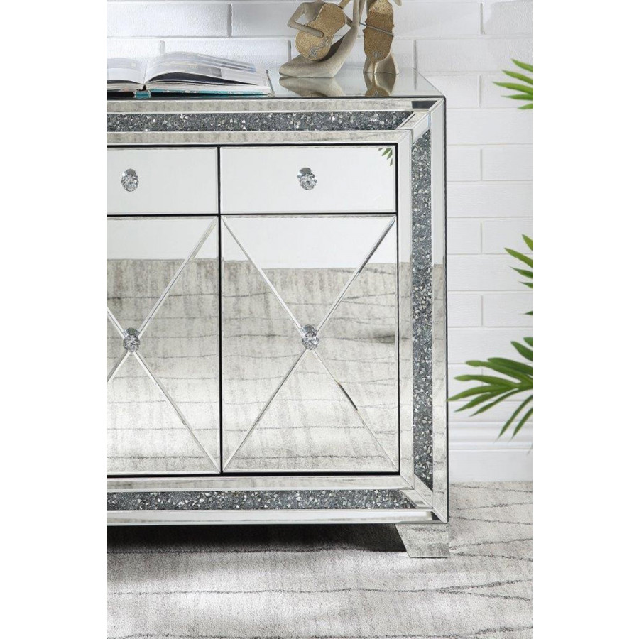 ACME - Noralie Console Cabinet in Mirrored/Faux Diamonds (97645)