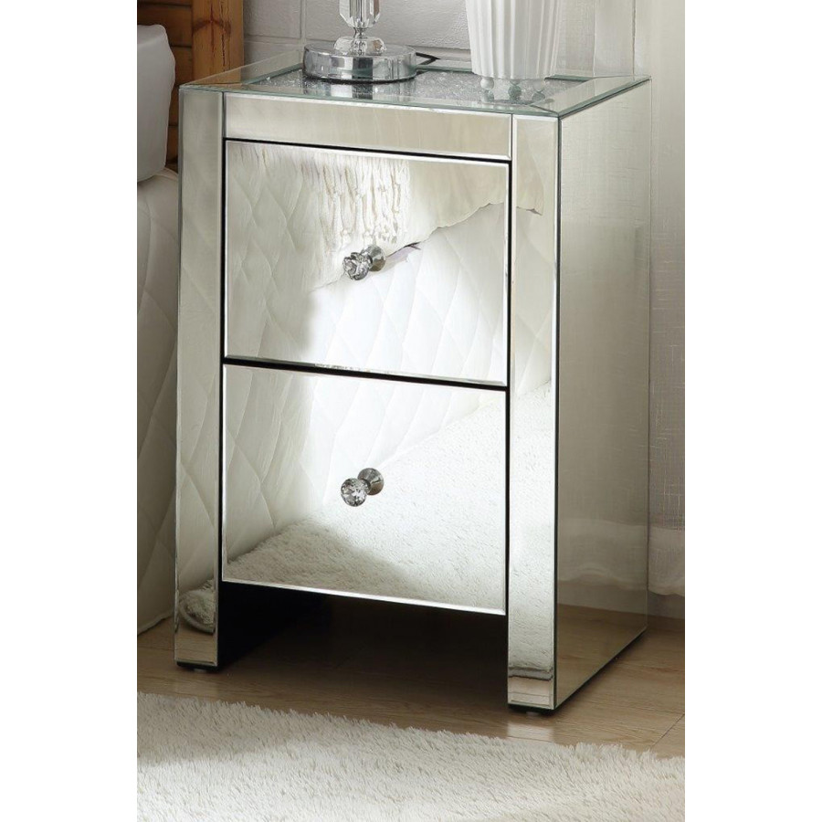 ACME - Noralie Accent Table in Mirrored/Faux Diamonds (97652)