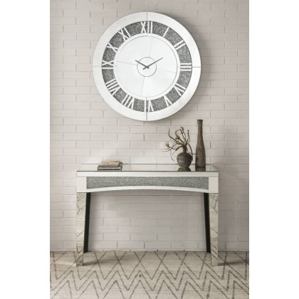 ACME - Noralie Wall Clock in Mirrored/Faux Diamonds (97723)