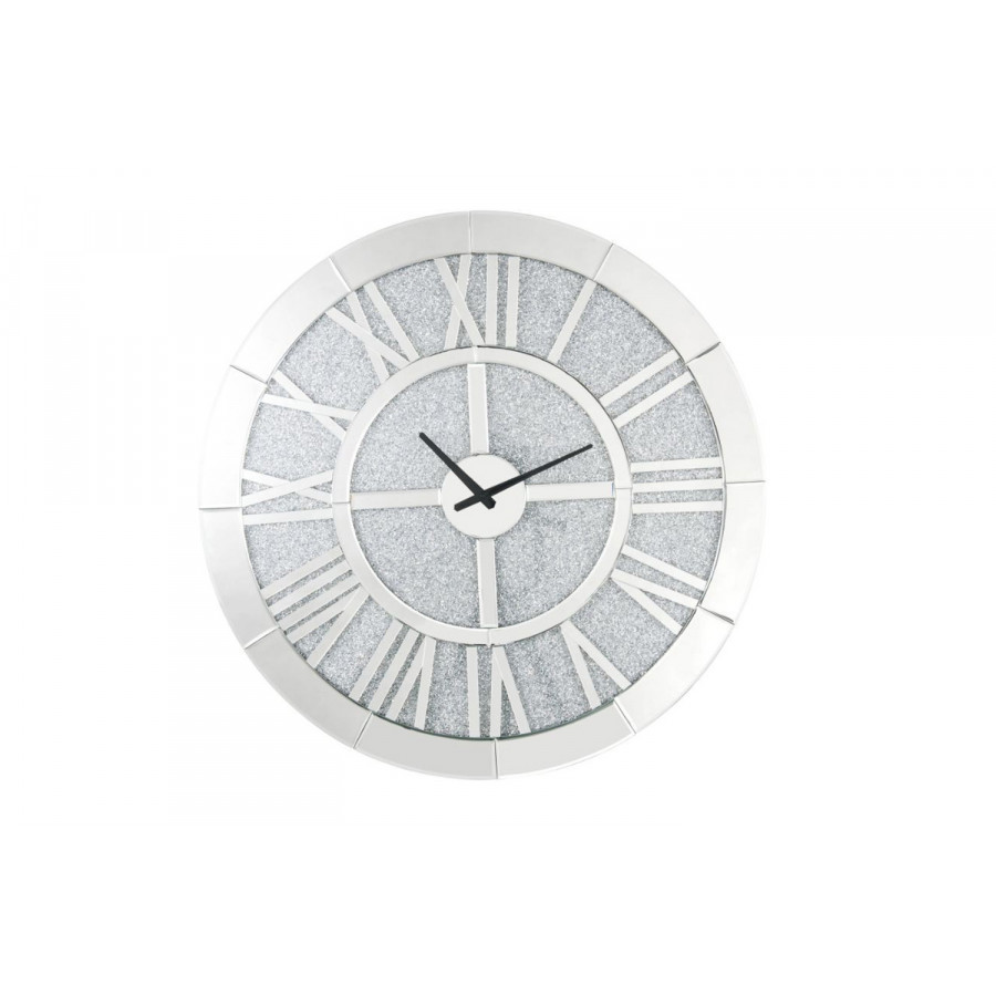 ACME - Noralie Wall Clock in Mirrored/Faux Diamonds (97724)