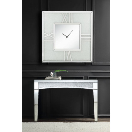 ACME - Noralie Wall Clock with Led in Mirrored/Faux Diamonds