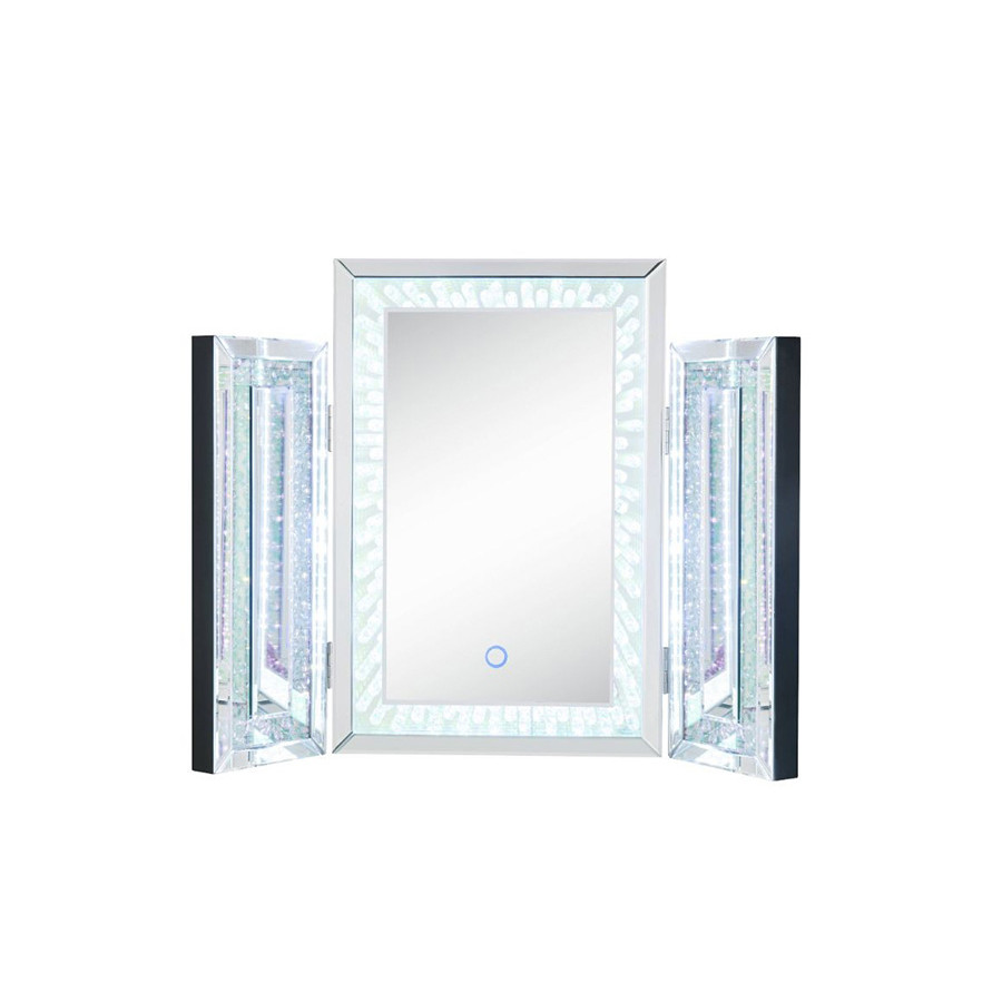 ACME - Nysa Accent Mirror with Led in Mirrored/Faux Crystals (97732)