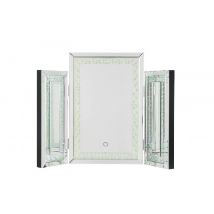 ACME - Nysa Accent Mirror with Led in Mirrored/Faux Crystals (97732)