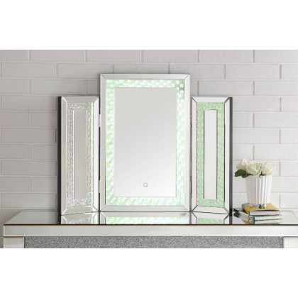 ACME - Nysa Accent Mirror with Led in Mirrored/Faux Crystals (97732)