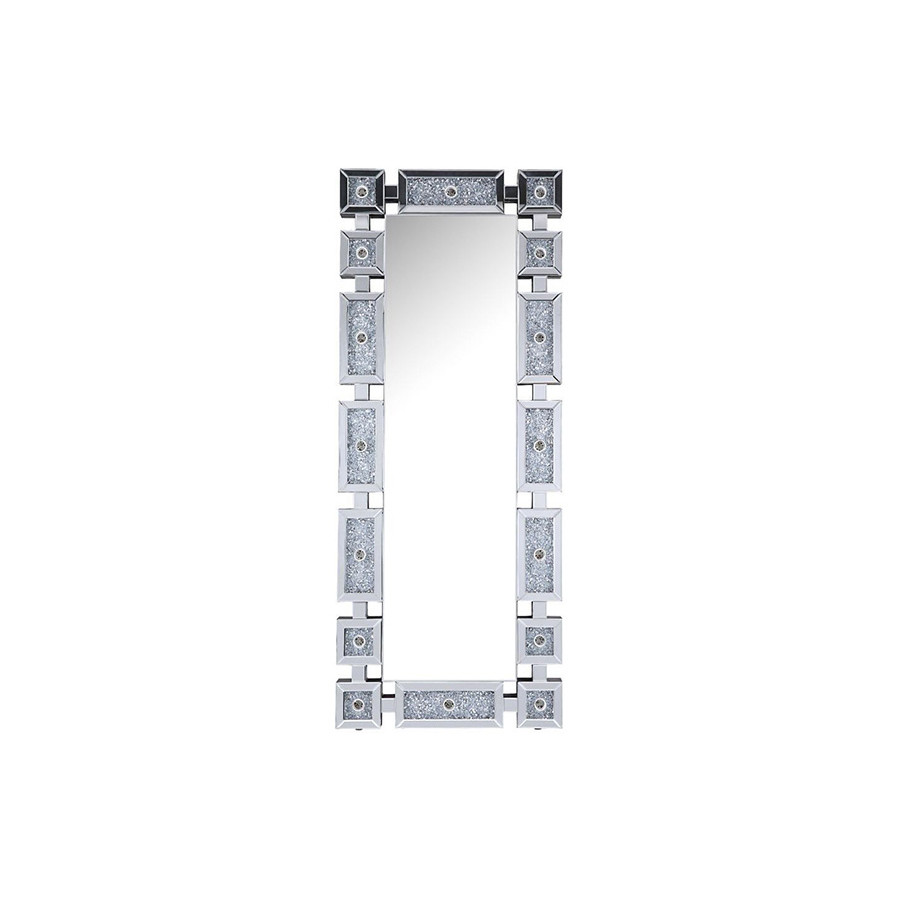 ACME - Noralie Floor Mirror in Mirrored/Faux Diamonds (97756)