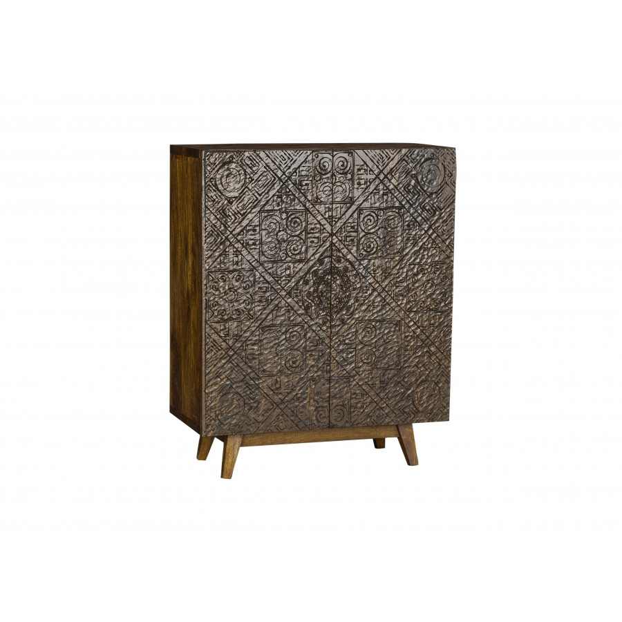 ACME - Calvary Console Table in Gray Stone/Walnut