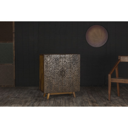 ACME - Calvary Console Table in Gray Stone/Walnut