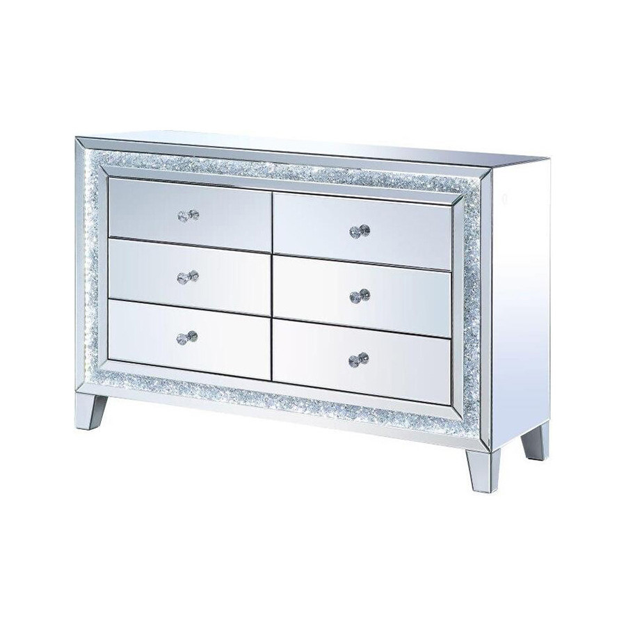 ACME - Noralie Console Cabinet in Mirrored/Faux Diamonds (97815)
