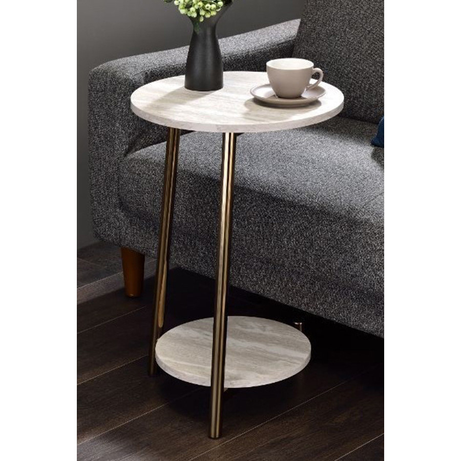 ACME - Snare Accent Table in Natural/Champagne