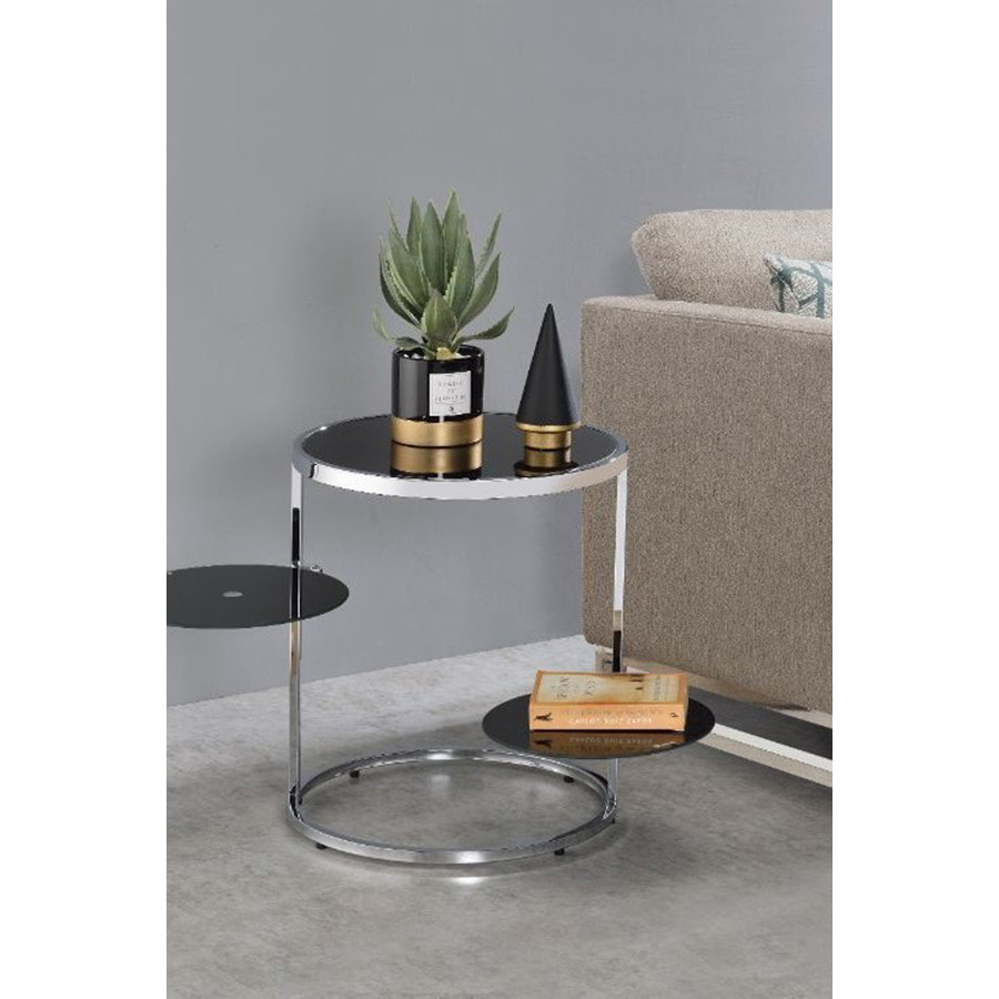 ACME - Lynch Accent Table in Black/Chrome