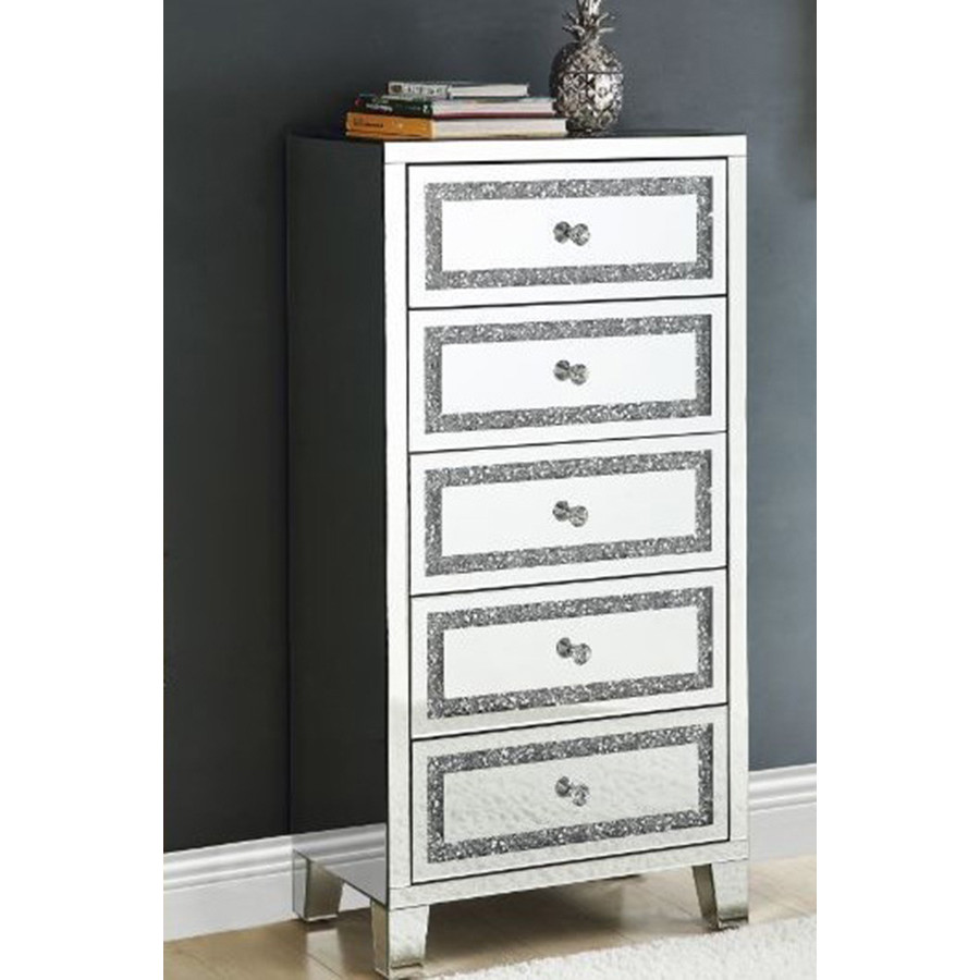 ACME - Noralie Cabinet in Mirrored/Faux Diamonds (97945)