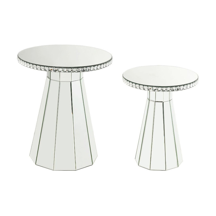 ACME - Lotus Accent Table in Mirrored/Faux Crystals (97958)