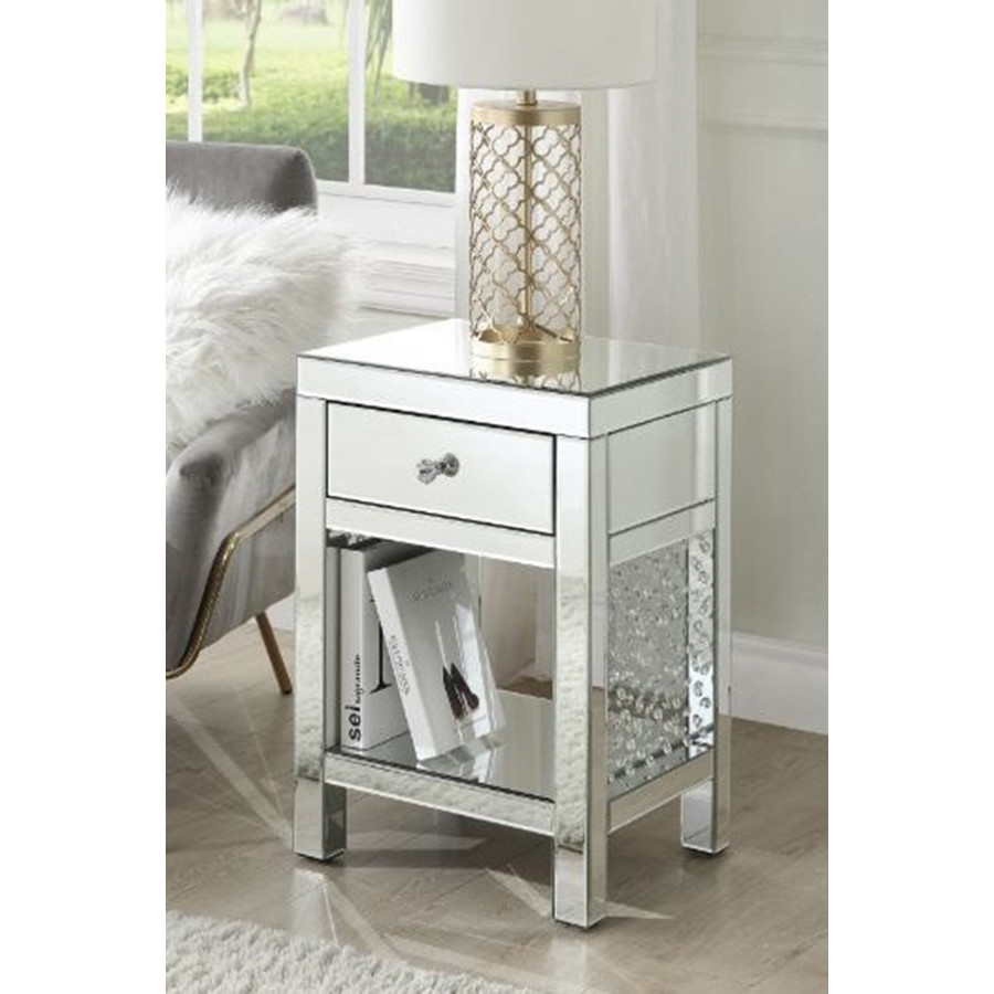 ACME - Nysa Accent Table in Mirrored/Faux Crystals (97959)