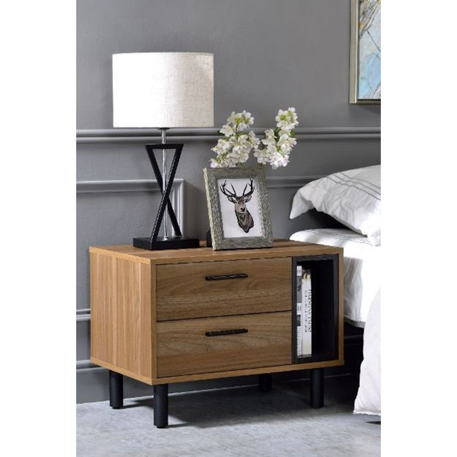 ACME - Trolgar Accent Table in Brown Oak/Black