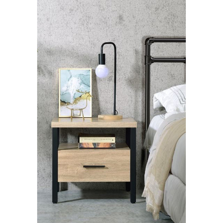 ACME - Yawan Accent Table in Oak/Black