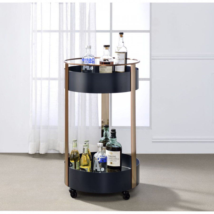 ACME - Narrel Serving Cart in Onyx/Copper