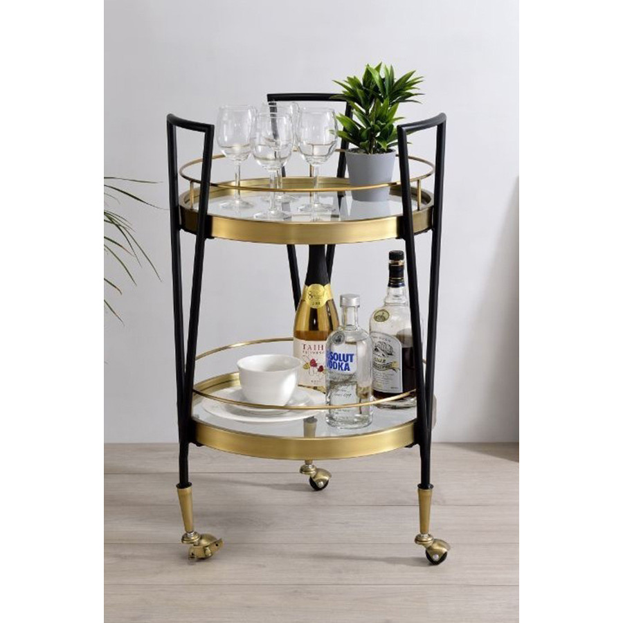 ACME - Vries Serving Cart in Black/Gold