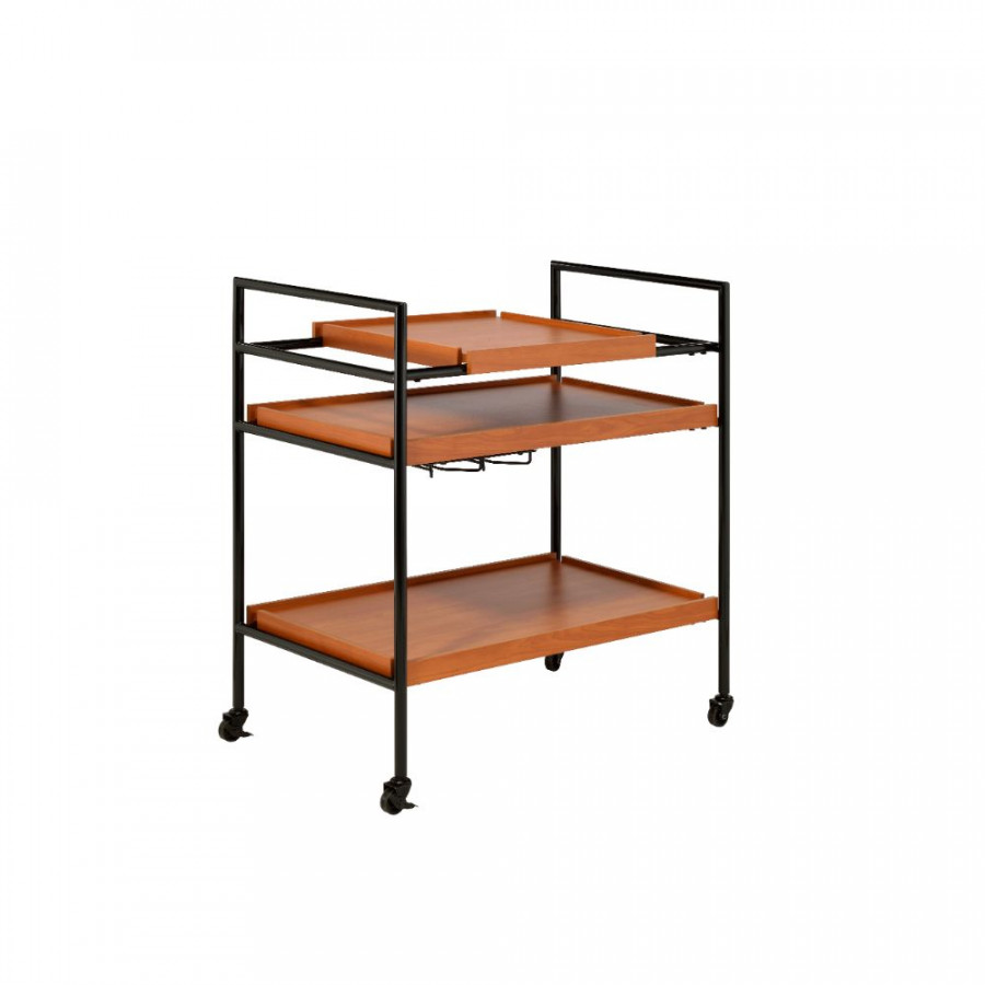 ACME - Oaken Serving Cart in Honey Oak/Black