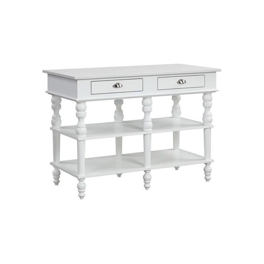 ACME - Rorratt Kitchen Island in Marble Top/White