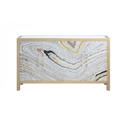 ACME - Olisa Console Cabinet in Stone Grain/White/Gold