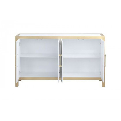 ACME - Olisa Console Cabinet in Stone Grain/White/Gold