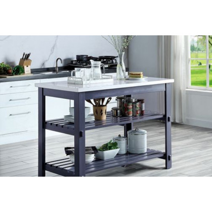 ACME - Enapay Kitchen Island in Marble Top Top/Gray