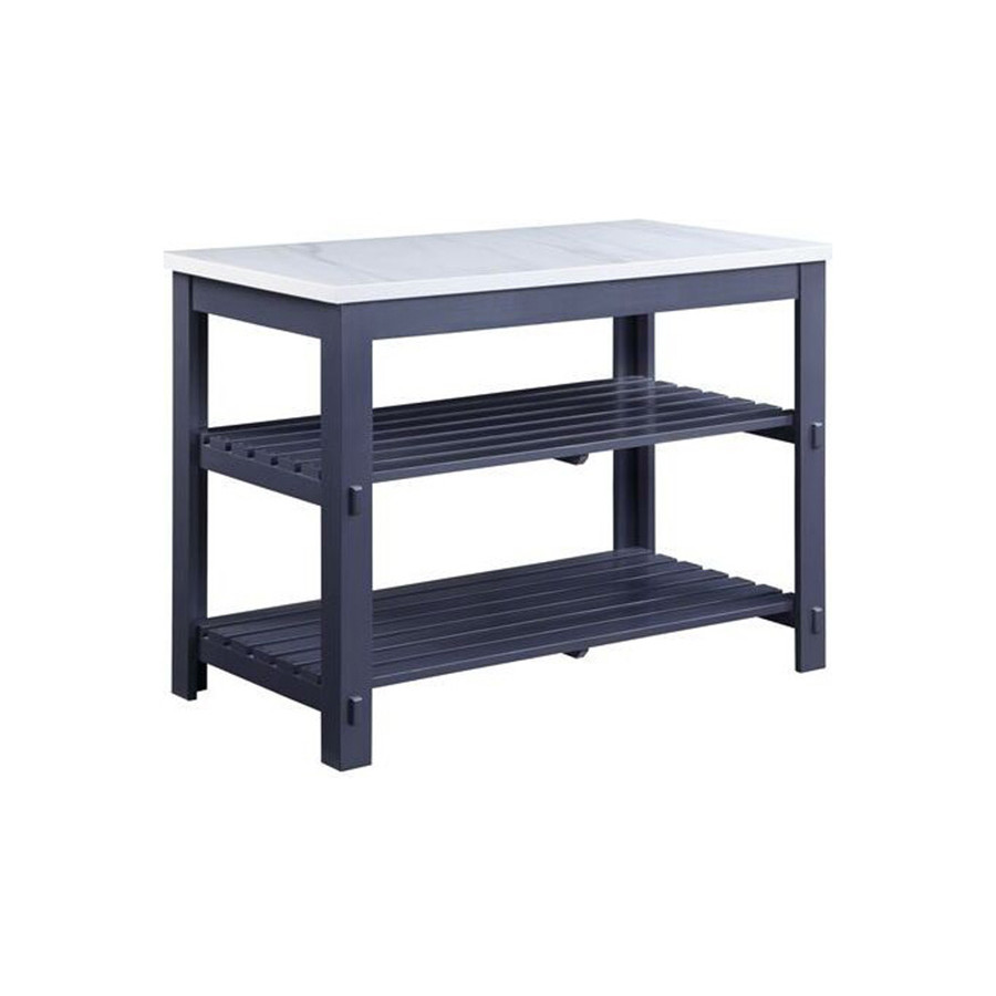 ACME - Enapay Kitchen Island in Marble Top Top/Gray