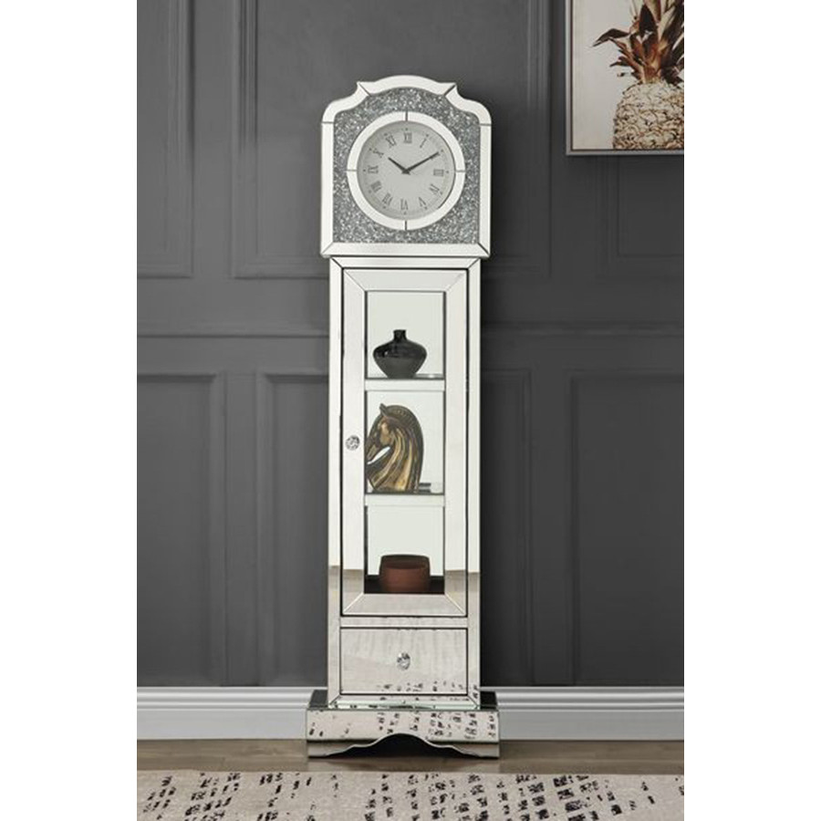 ACME - Noralie Grandfather Clock in Mirrored/Faux Diamonds (AC00309)