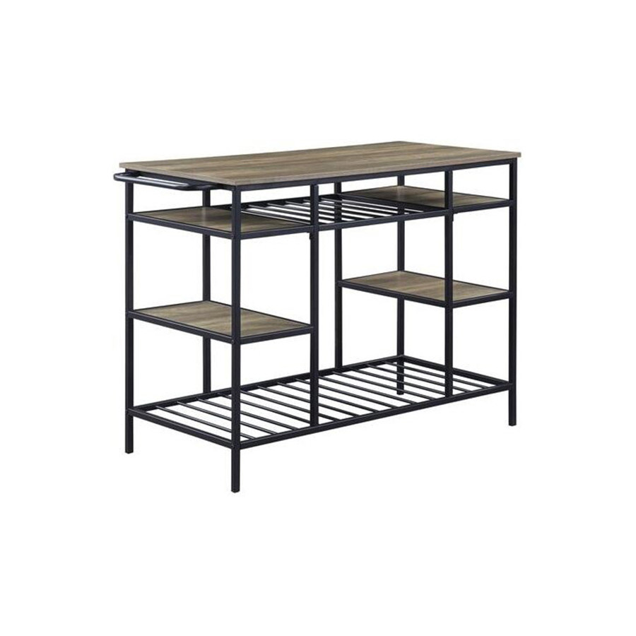 ACME - Lona Kitchen Island in Rustic Oak/Black