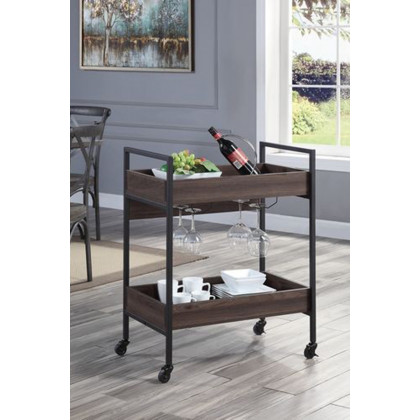 ACME - Jerrick Serving Cart in Walnut/Black