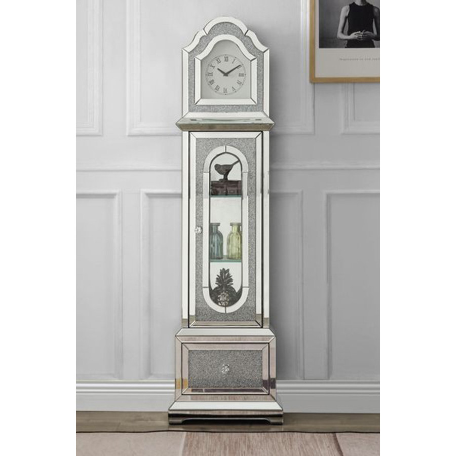 ACME - Noralie Grandfather Clock with Led in Mirrored/Faux Diamonds (AC00347)