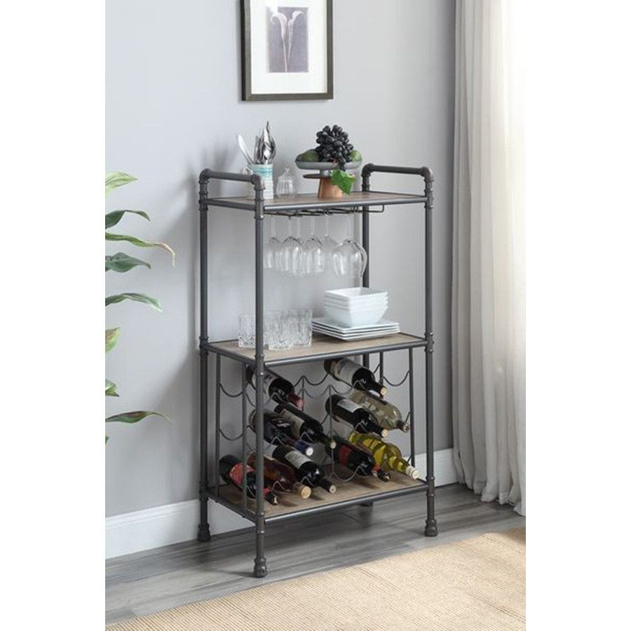 ACME - Brantley Wine Rack in Antique Oak/Sandy Gray
