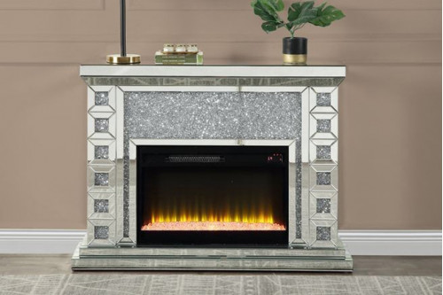ACME™  - Noralie Fireplace in Mirrored and Faux Diamonds AC00507