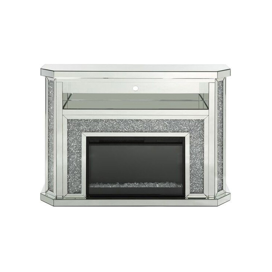 ACME - Noralie Fireplace with Led in Mirrored/Faux Diamonds (AC00508)