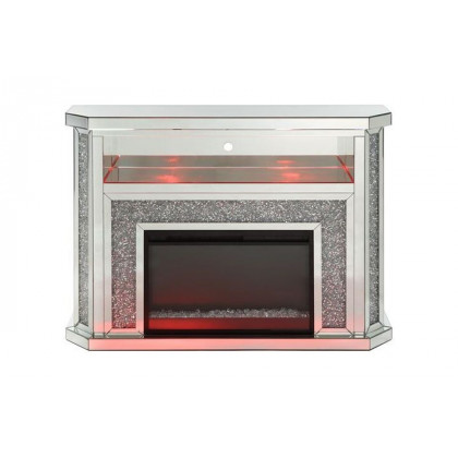 ACME - Noralie Fireplace with Led in Mirrored/Faux Diamonds (AC00508)