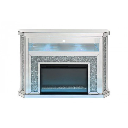 ACME - Noralie Fireplace with Led in Mirrored/Faux Diamonds (AC00508)