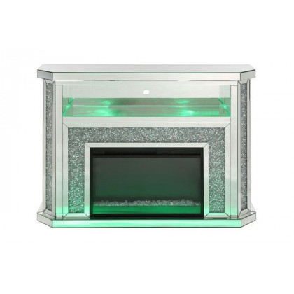 ACME - Noralie Fireplace with Led in Mirrored/Faux Diamonds (AC00508)