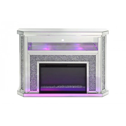 ACME - Noralie Fireplace with Led in Mirrored/Faux Diamonds (AC00508)