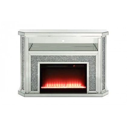 ACME - Noralie Fireplace with Led in Mirrored/Faux Diamonds (AC00508)