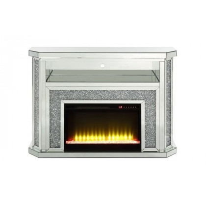 ACME - Noralie Fireplace with Led in Mirrored/Faux Diamonds (AC00508)