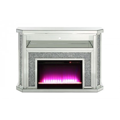 ACME - Noralie Fireplace with Led in Mirrored/Faux Diamonds (AC00508)