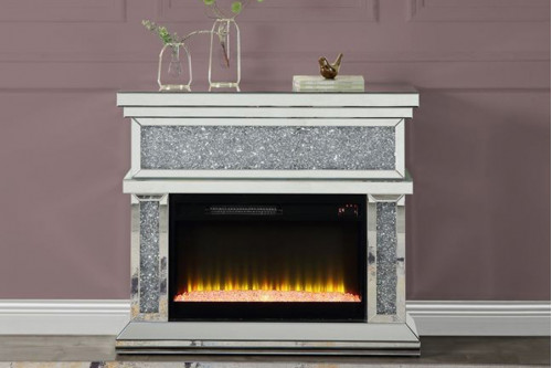 ACME™  - Noralie Fireplace in Mirrored and Faux Diamonds AC00511