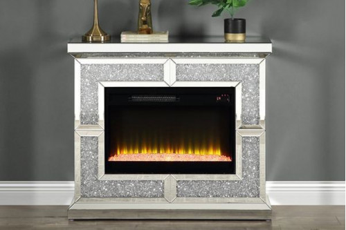 ACME™  - Noralie Fireplace in Mirrored and Faux Diamonds AC00512