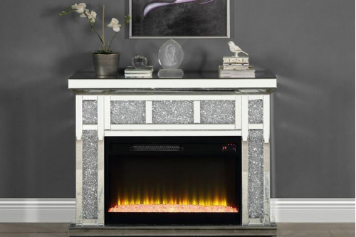 ACME™  - Noralie Fireplace in Mirrored and Faux Diamonds AC00513