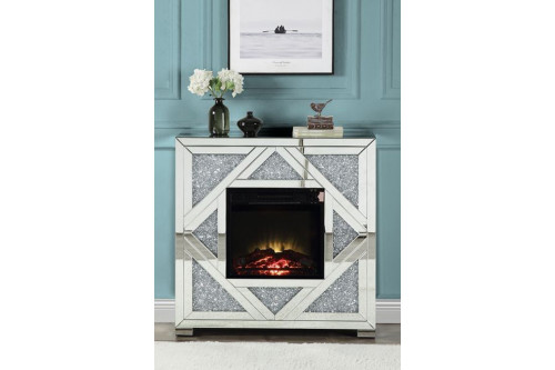 ACME™  - Noralie Fireplace in Mirrored and Faux Diamonds AC00515