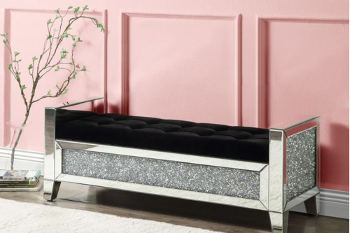 ACME™  - Noralie Bench in Mirrored and Faux Diamonds AC00527