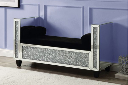 ACME™  - Noralie Bench in Mirrored and Faux Diamonds AC00528